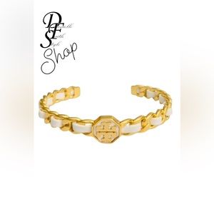 TORY BURCH • White Woven Marion Bracelet Cuff Giftbox and dust bag